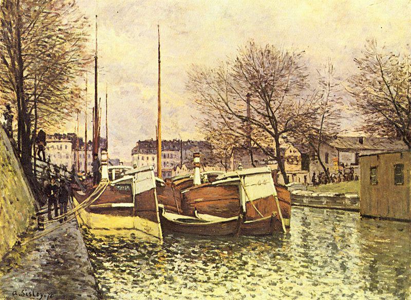 Alfred Sisley Kahne auf dem Kanal Saint-Martin in Paris Norge oil painting art
